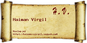 Haiman Virgil névjegykártya